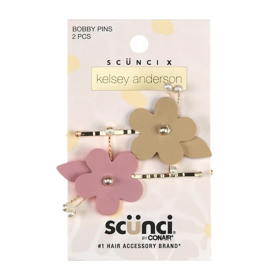 Scunci x Kelsey Anderson Flower Bobby Pins, Multicolor, 2 count | Walmart (US)