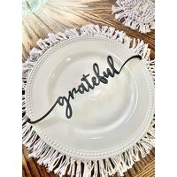 Thanksgiving Plate Words; Wooden Words, Decorative Dining Room Table Decor, Place Setting Words | Etsy (US)