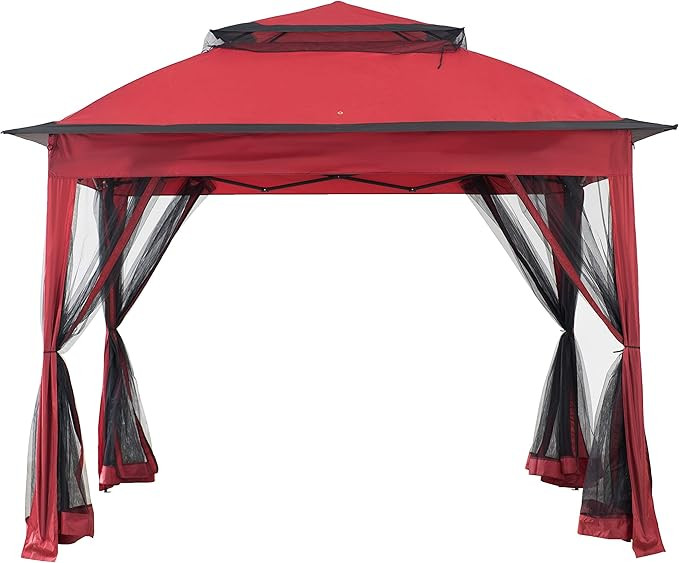 Amazon Basics Outdoor Patio Garden Pop Up Gazebo with Mosquito Net - Terra Cotta Red | Amazon (US)