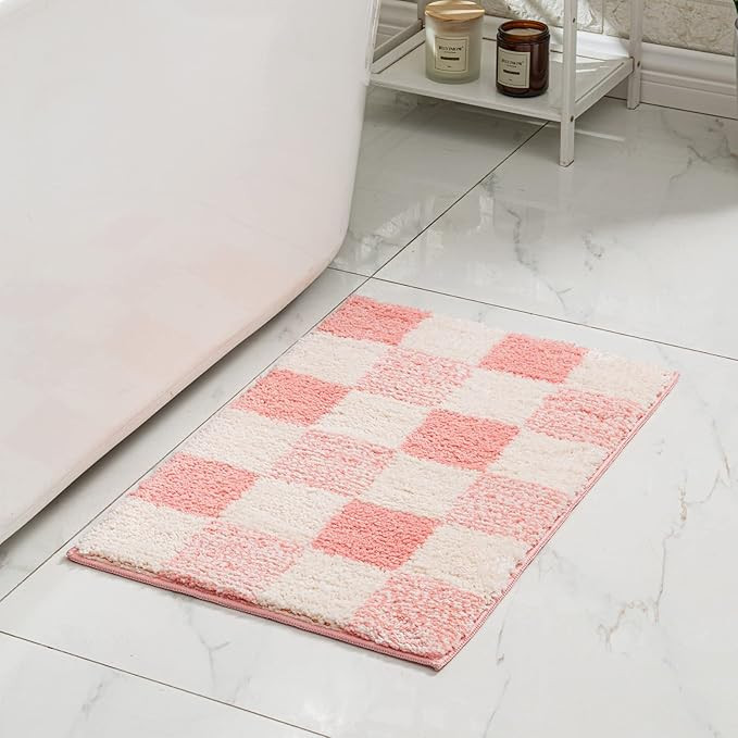 CozeCube Checkered Bath mats for Bathroom Non Slip, Plush Shaggy Bath Rugs for Bathroom Washable,... | Amazon (US)