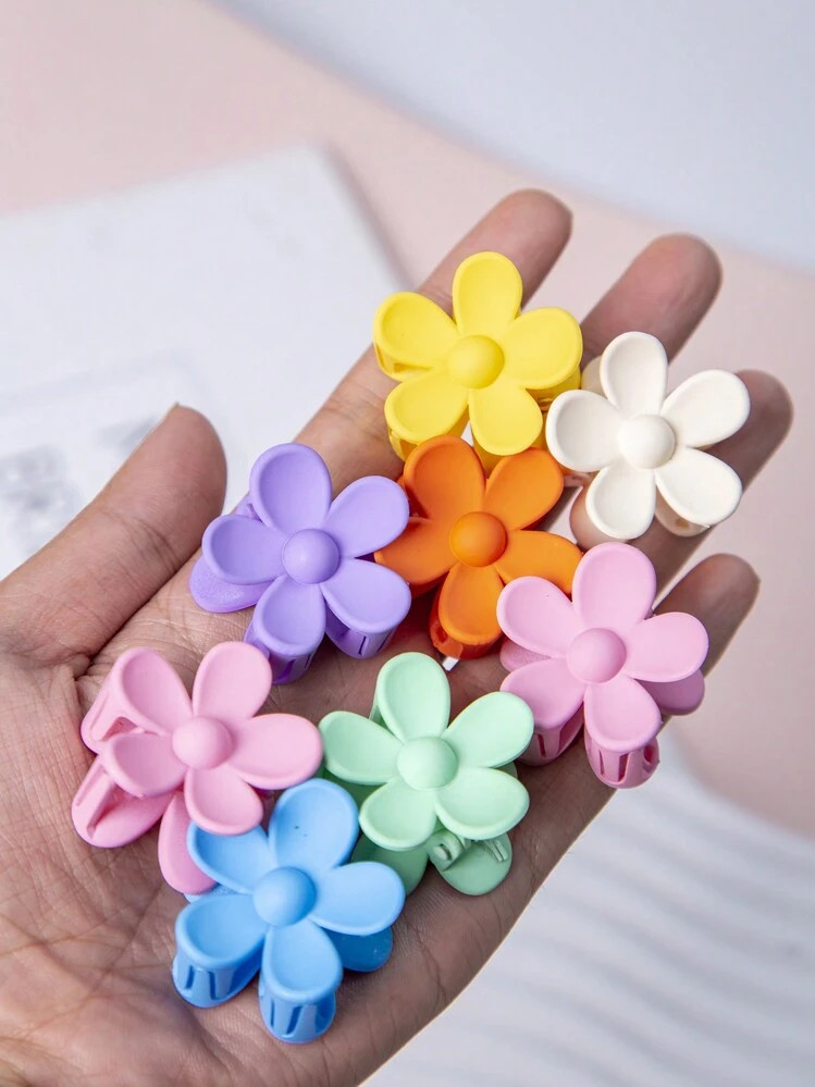 8pcs Candy Color Floral Hair Clips (Random Color), Sweet And Fashionable For Women And Teenagers,... | SHEIN
