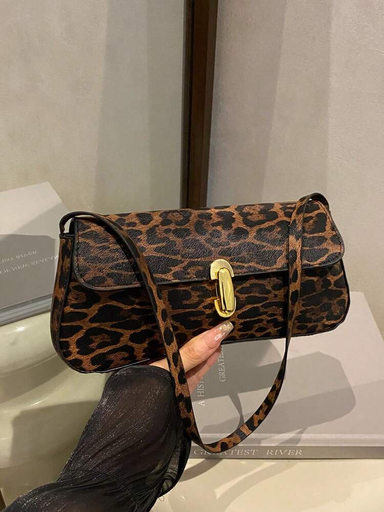 Vintage Colorblock Leopard Print Elegant Shoulder Underarm Bag, Leopard Print Purse For Women Leo... | SHEIN