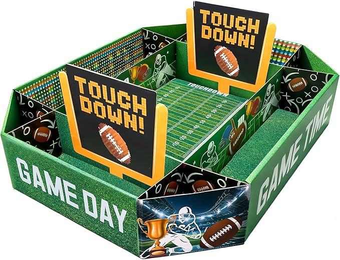 Football Party Decorations, Large Snack Food Tray with 9 Compartments for Birthday Flavors, Tailg... | Amazon (US)