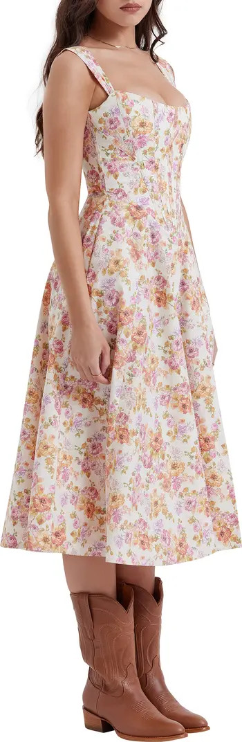 Saira Floral Lace-Up Corset Cocktail Dress | Nordstrom