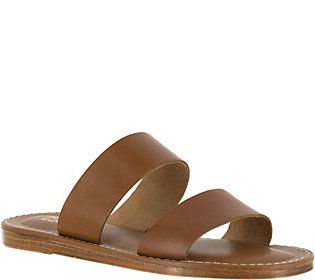 Bella Vita Leather Slide Sandals - Imo | QVC