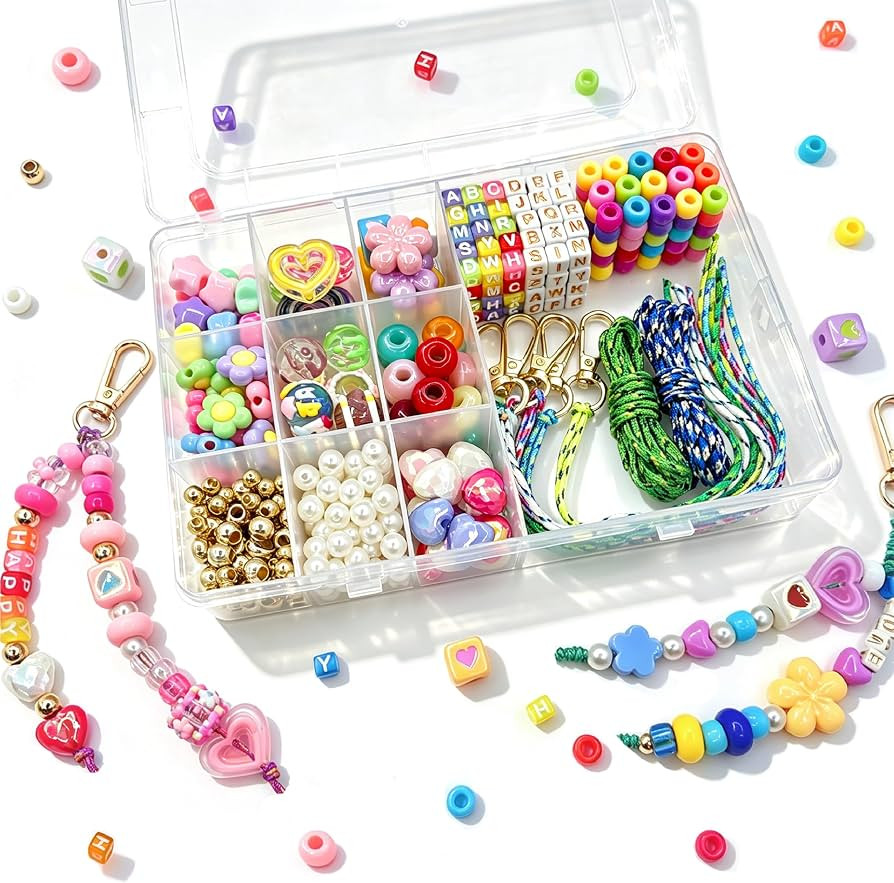 Bead Keychain Kit, 421PCS Alphabet Beads for Bag Cham and Jewelry Making | Amazon (US)