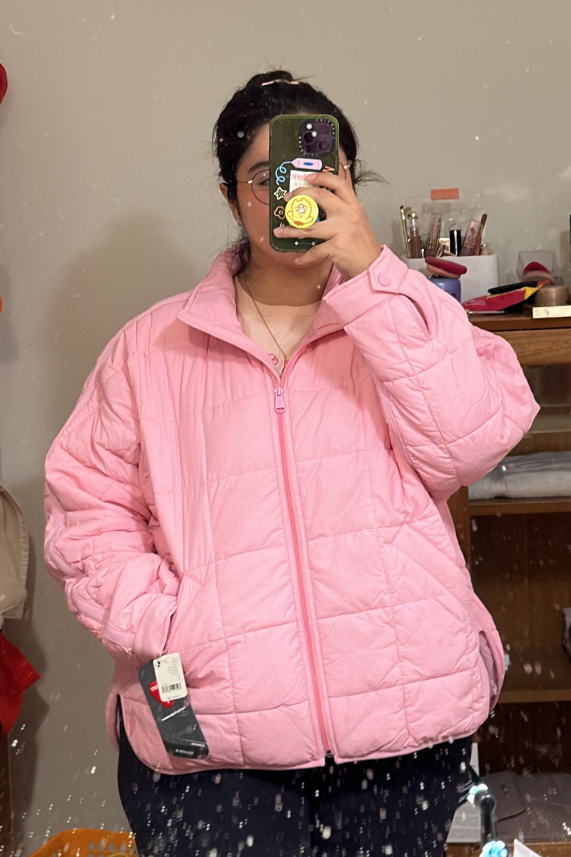 packable puffer jacket pink
