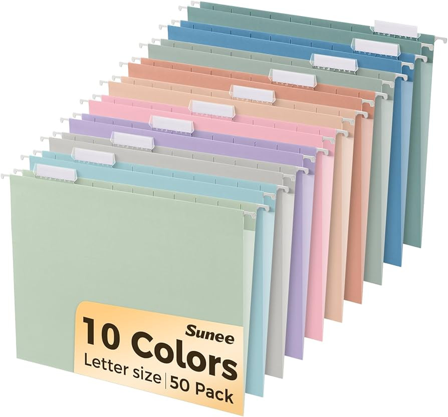 SUNEE Hanging File Folders, 50 Pack Letter Size Hanging File Folders with 1/5-cut Tabs, Stay Orga... | Amazon (US)