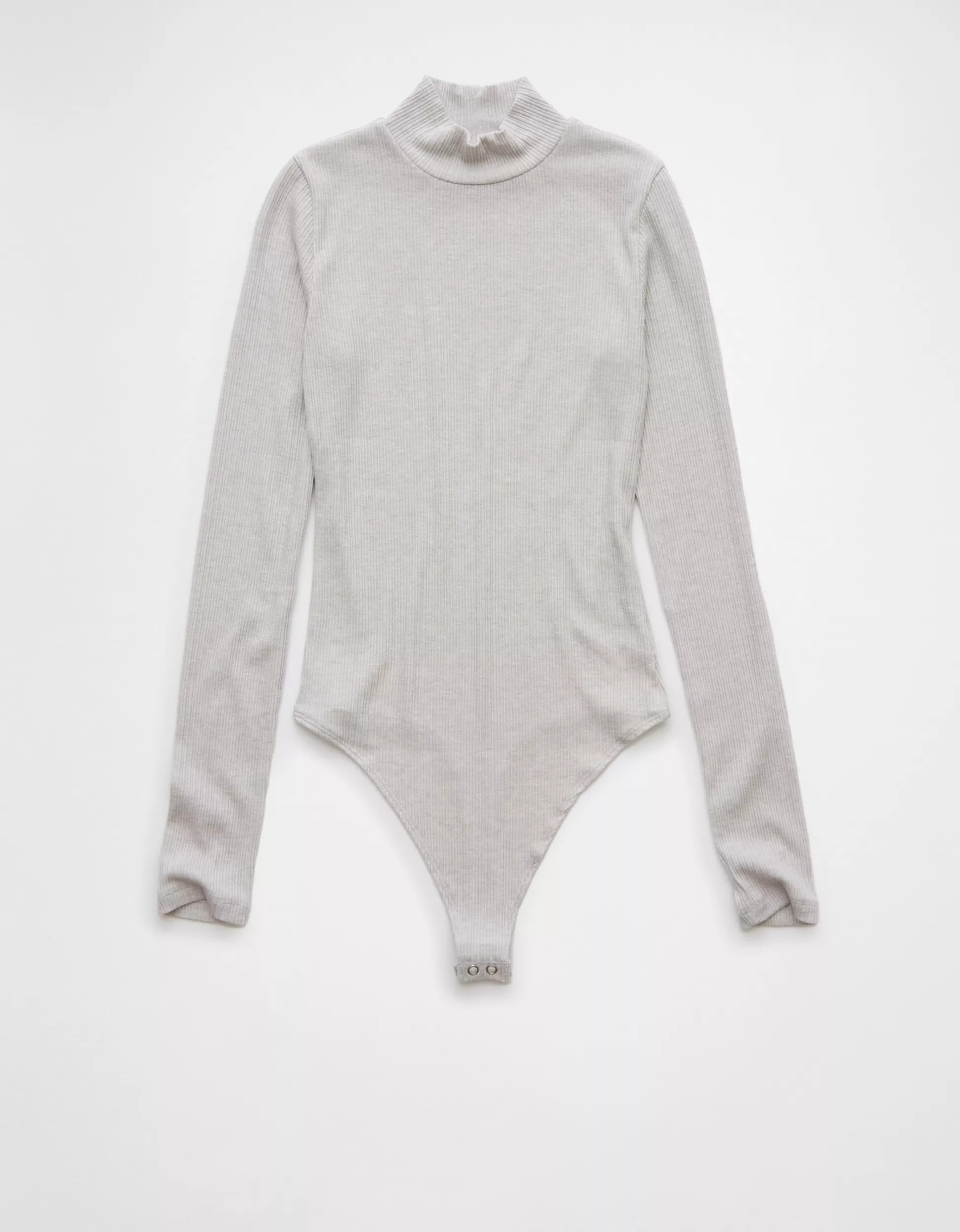 AE Long-Sleeve Mock Neck Pointelle Bodysuit | American Eagle Outfitters (US & CA)