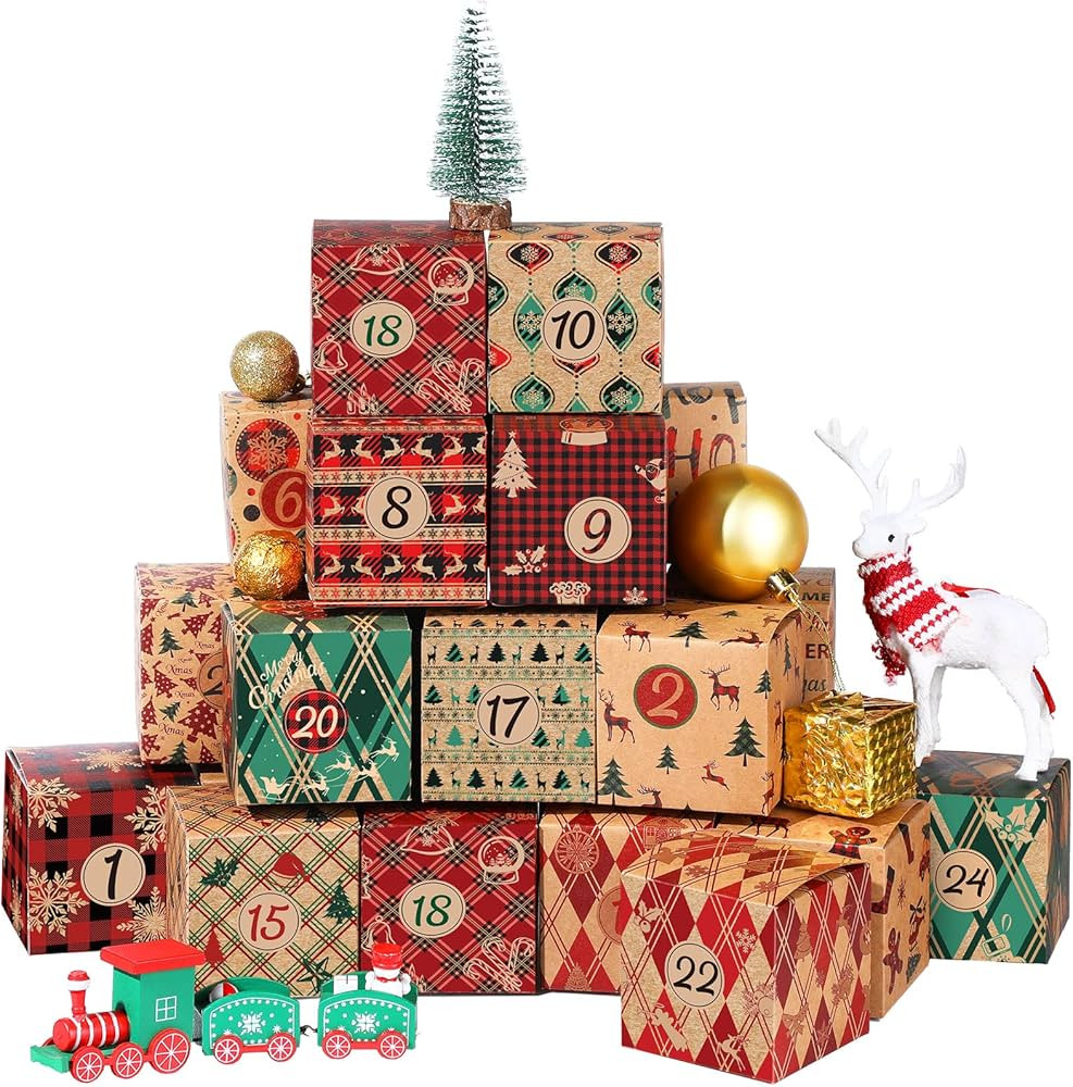 Amazon.com: DIY Christmas Advent Calendar Boxes 2023, 25 Days Christmas Cardboard Number Boxes Ch... | Amazon (US)