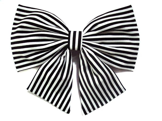 Edgy Black & White Stripes Cheer Hair Bow w/Tails (Large) | Amazon (US)