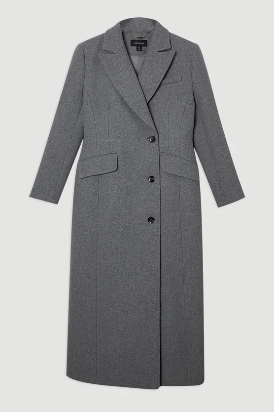 Wool Blend Tailored Fitted Maxi Coat | Karen Millen US