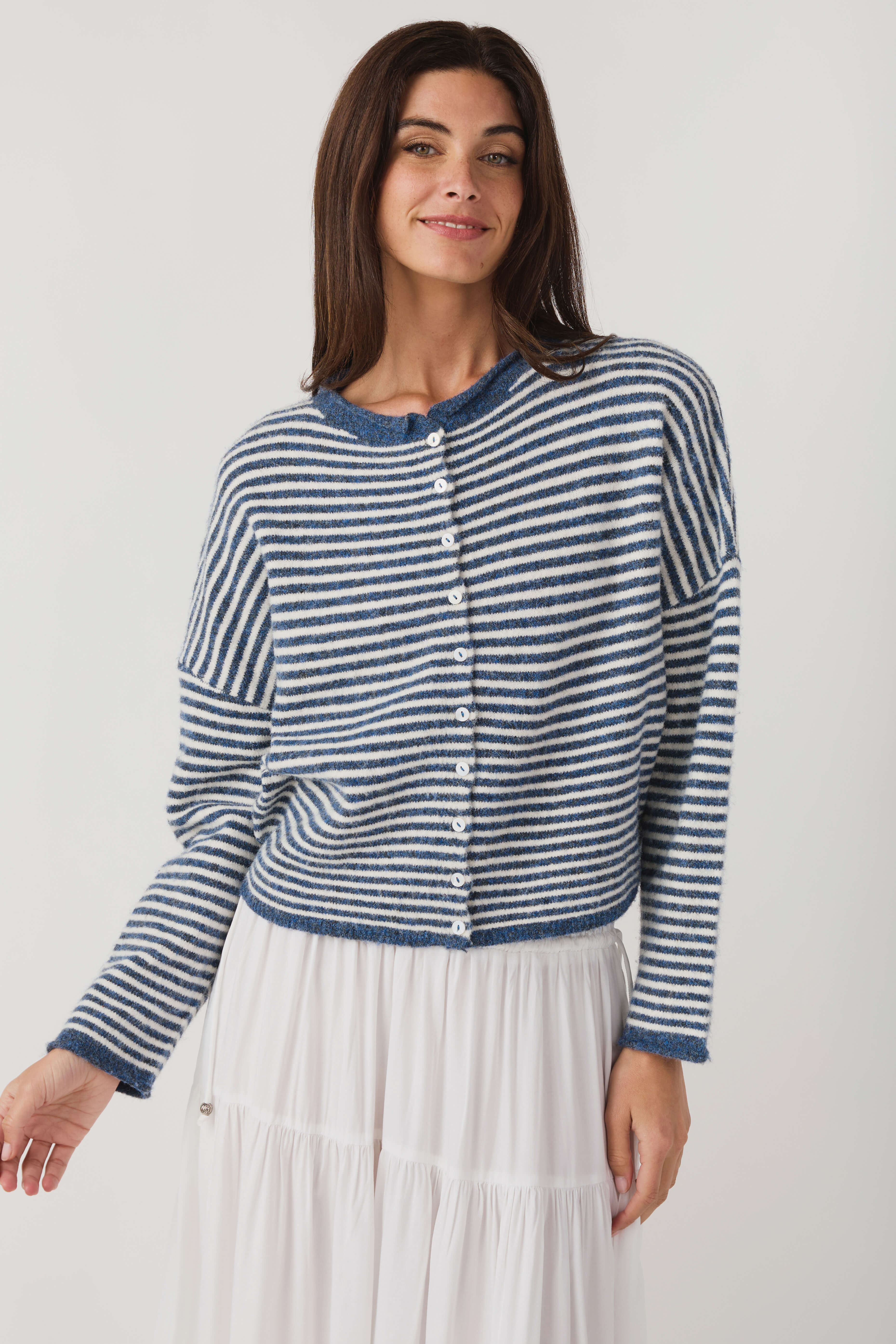 Things Between Skinny Striped Piper Cardigan | Social Threads