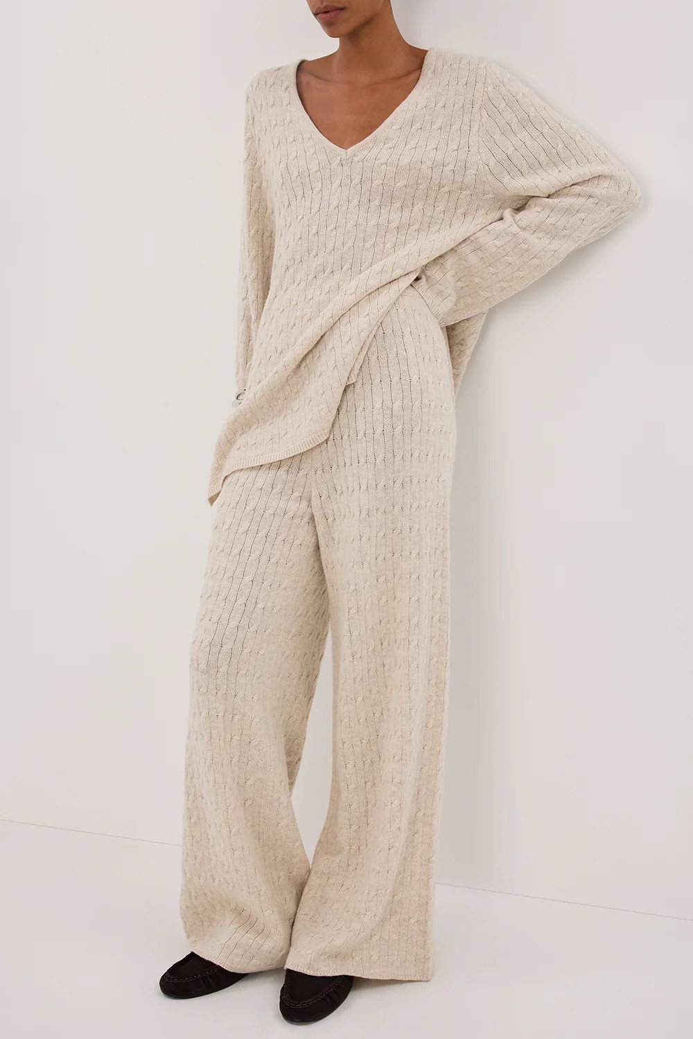 MAREN CHALK CABLE KNIT PANT | DISSH