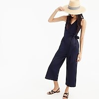 Wrap-tie jumpsuit in stretch poplin | J. Crew US