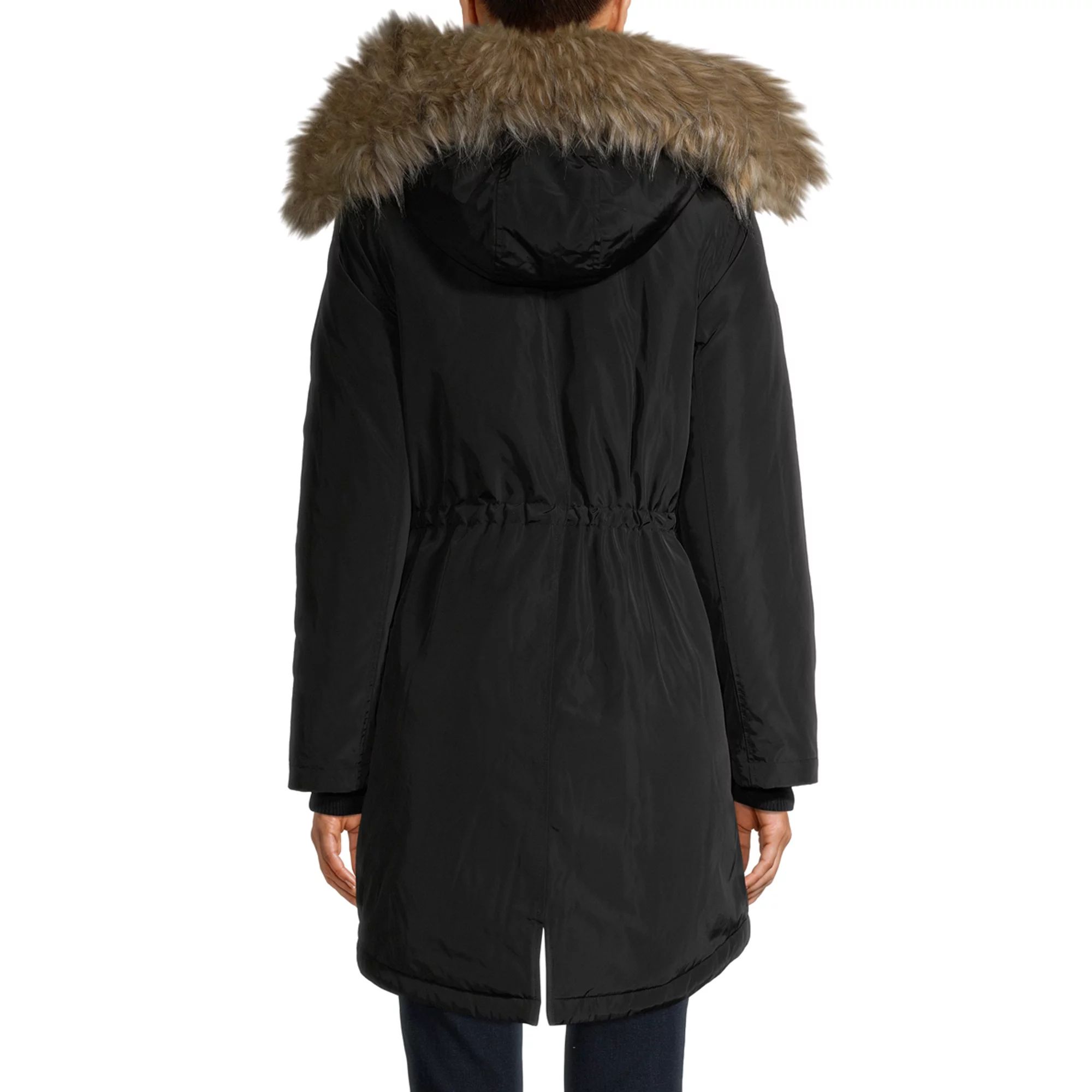 Time and Tru Women's Heavyweight Anorak with Faux Fur Trimmed Hood | Walmart (US)