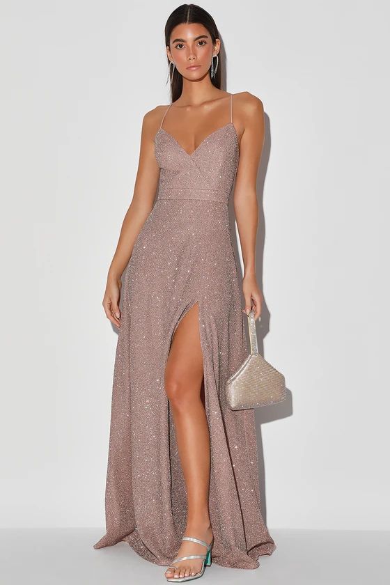 Truly Dazzling Mauve Multi Glitter Sleeveless Maxi Dress | Lulus (US)