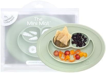 ezpz Mini Mat (Sage) - 6 -12 Months+ - 100% Silicone Suction Placemat + Divided Plate with Three ... | Amazon (US)