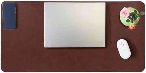 Soft Anti-Curl Faux PU Desk Mat 31.5"x15.7", Waterproof Heat Safe Non-Slip Vintage Desk Pad, Stit... | Amazon (US)