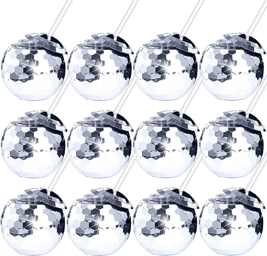 Amazon.com | Tongnian 12 PCS Disco Ball Cups Tumbler Disco Flash Ball Cocktail Cup Silver Spheric... | Amazon (US)