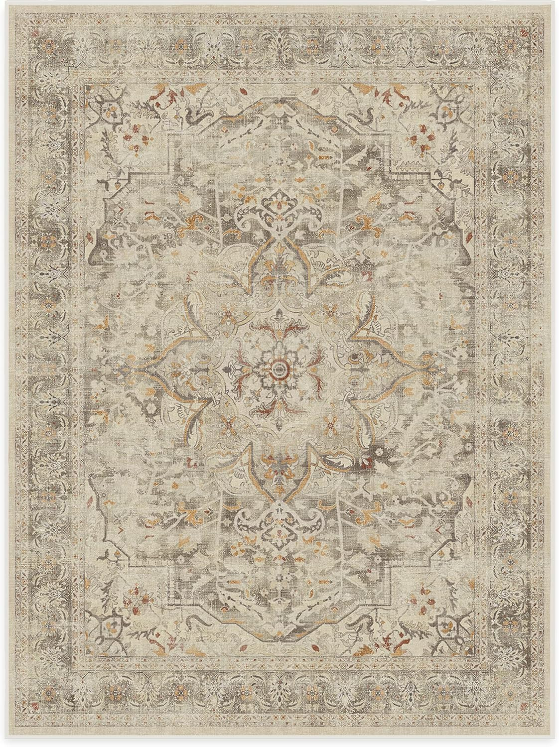 RUGGABLE Sarrah - Machine Washable Rug - Elegant Room Decor and Vintage Area Rug Perfect for Livi... | Amazon (US)