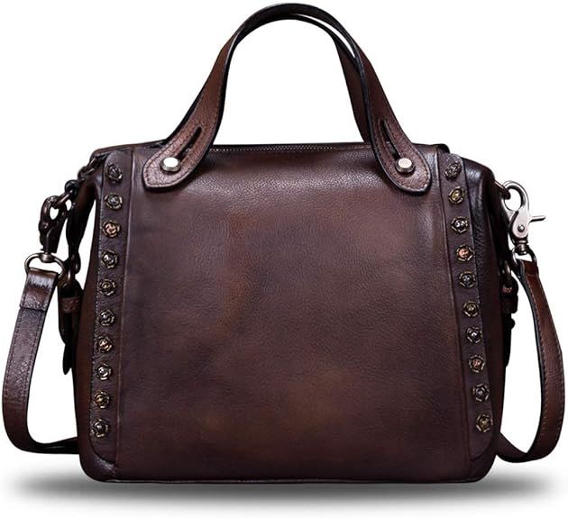 Genuine Leather Satchel for Women Handmade Vintage Crossbody Bag Shoulder Purses for Ladies | Amazon (US)
