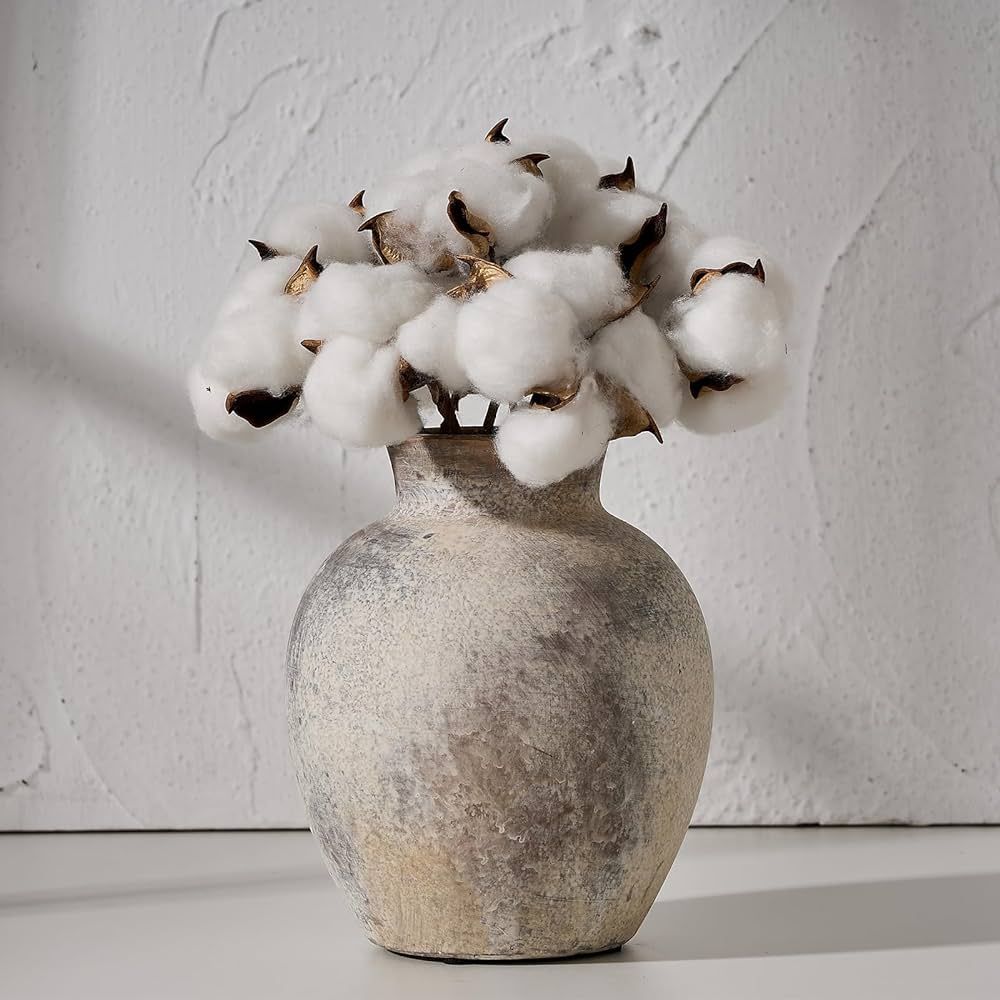 SIDUCAL Ceramic Decorative Flower Vase | 6 Inch Pottery Rustic Farmhouse Vase | Boho Vase for Hom... | Amazon (US)