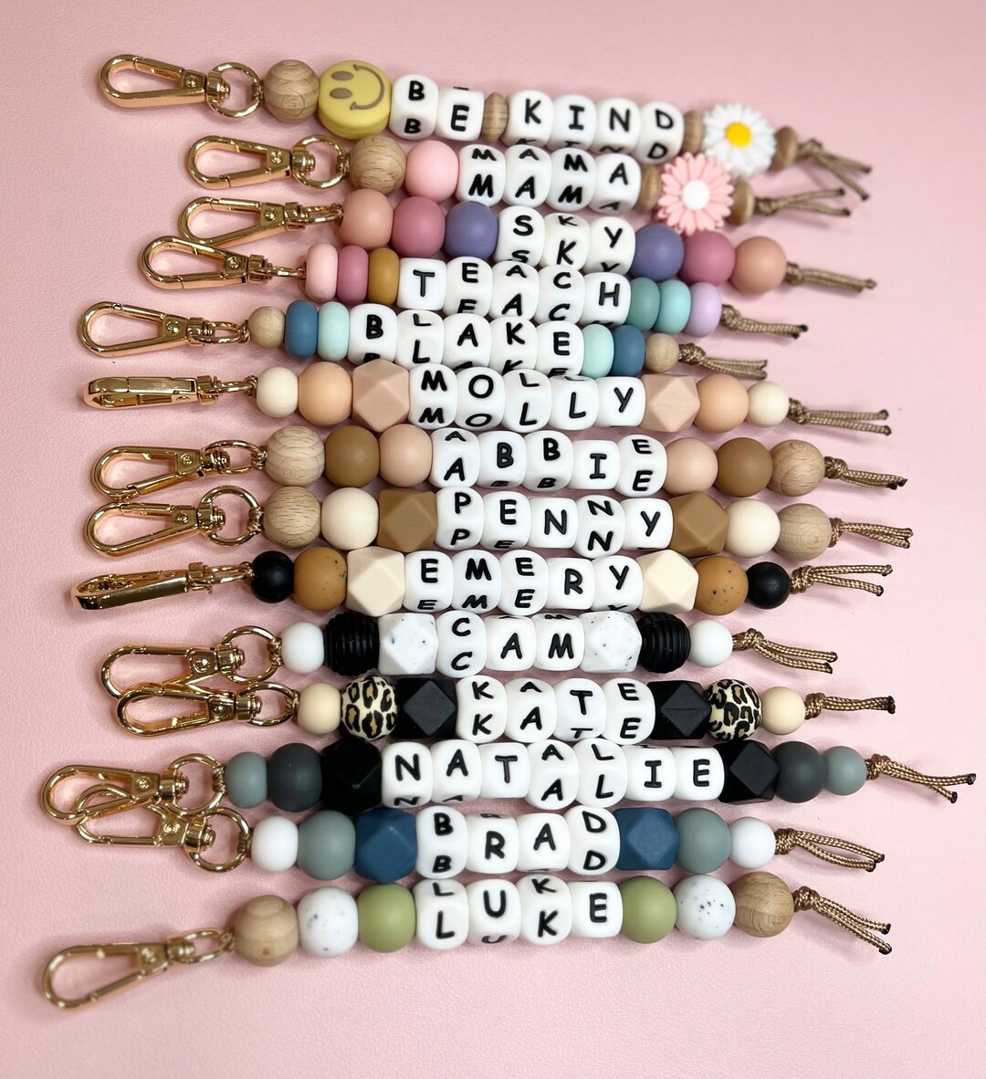 Name Silicone Beaded Keychain, Custom Keychain, Personalized Gift, Diaper Bag, Backpack, Silicone... | Etsy (US)