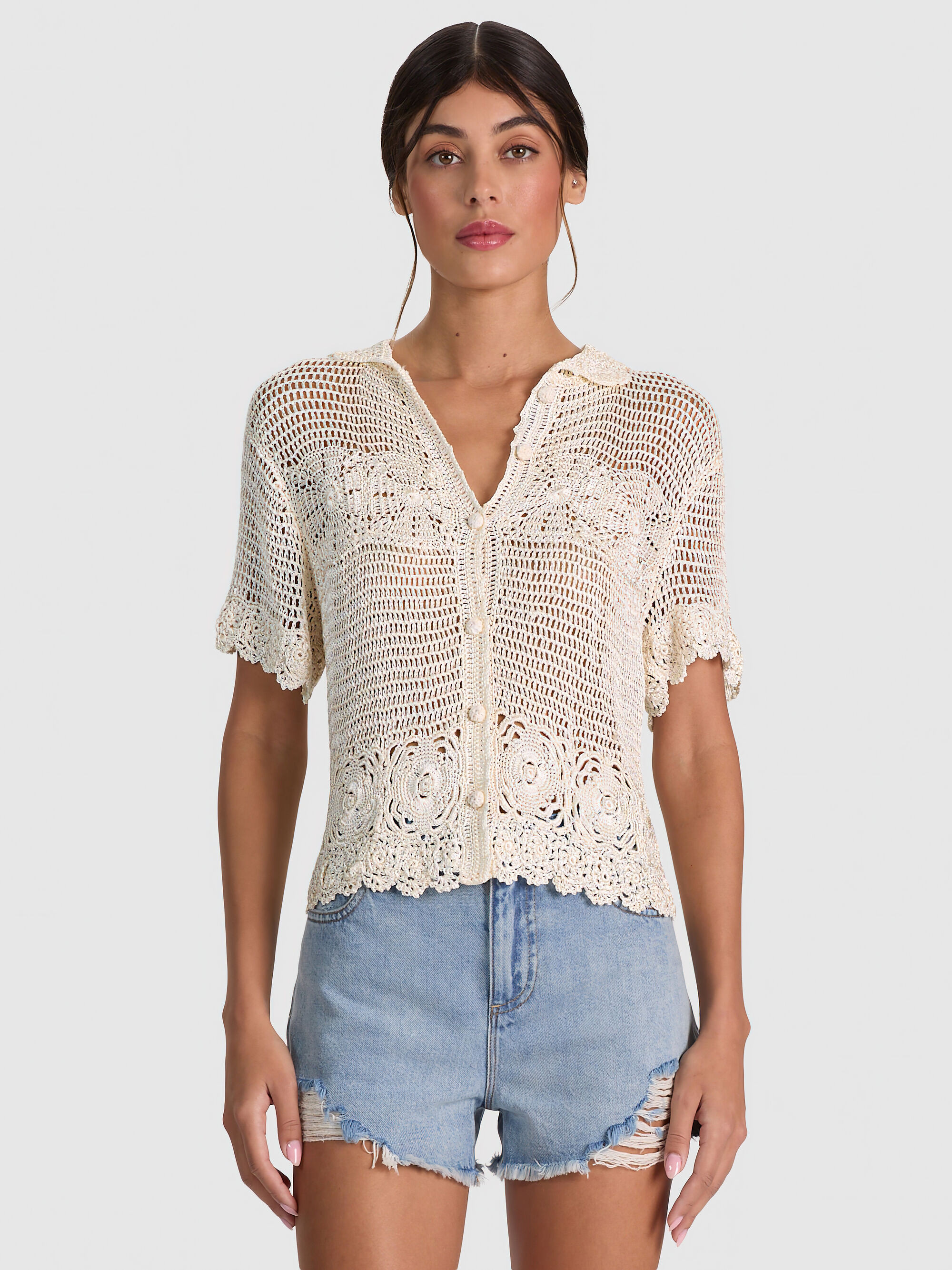 RANDALL CROCHET CARDIGAN | Alice + Olivia