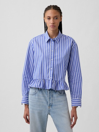 Relaxed Cropped Ruffle Shirt | Gap Factory