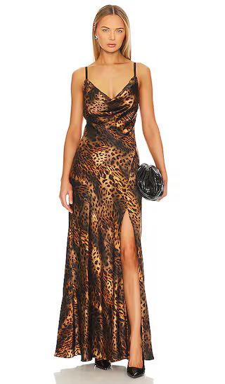 Venice Cowl Lace Gown in Brown Leopard | Revolve Clothing (Global)
