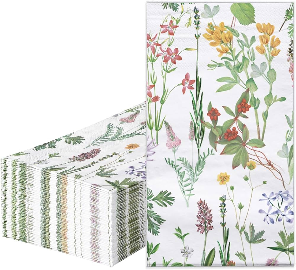 RUSPEPA Decorative Paper Hand Towels Wild Flower Disposable Napkins for Bathroom & Guest Room- 3 ... | Amazon (US)