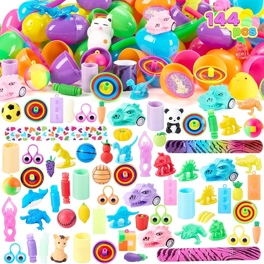 JOYIN 144 PCS Prefilled Easter Eggs with Assorted Toys for Easter Egg Hunt, Party Favors, Basket ... | Amazon (US)