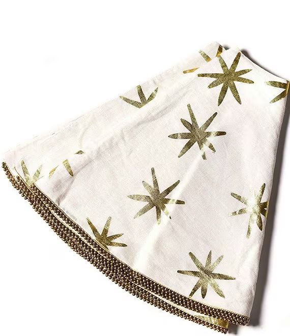 Metallic Gold Star Printed Linen Tree Skirt | Dillard's