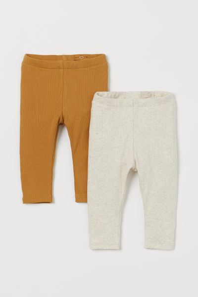 Baby Exclusive. Leggings in soft, ribbed organic cotton jersey with an adjustable, elasticized wa... | H&M (US + CA)
