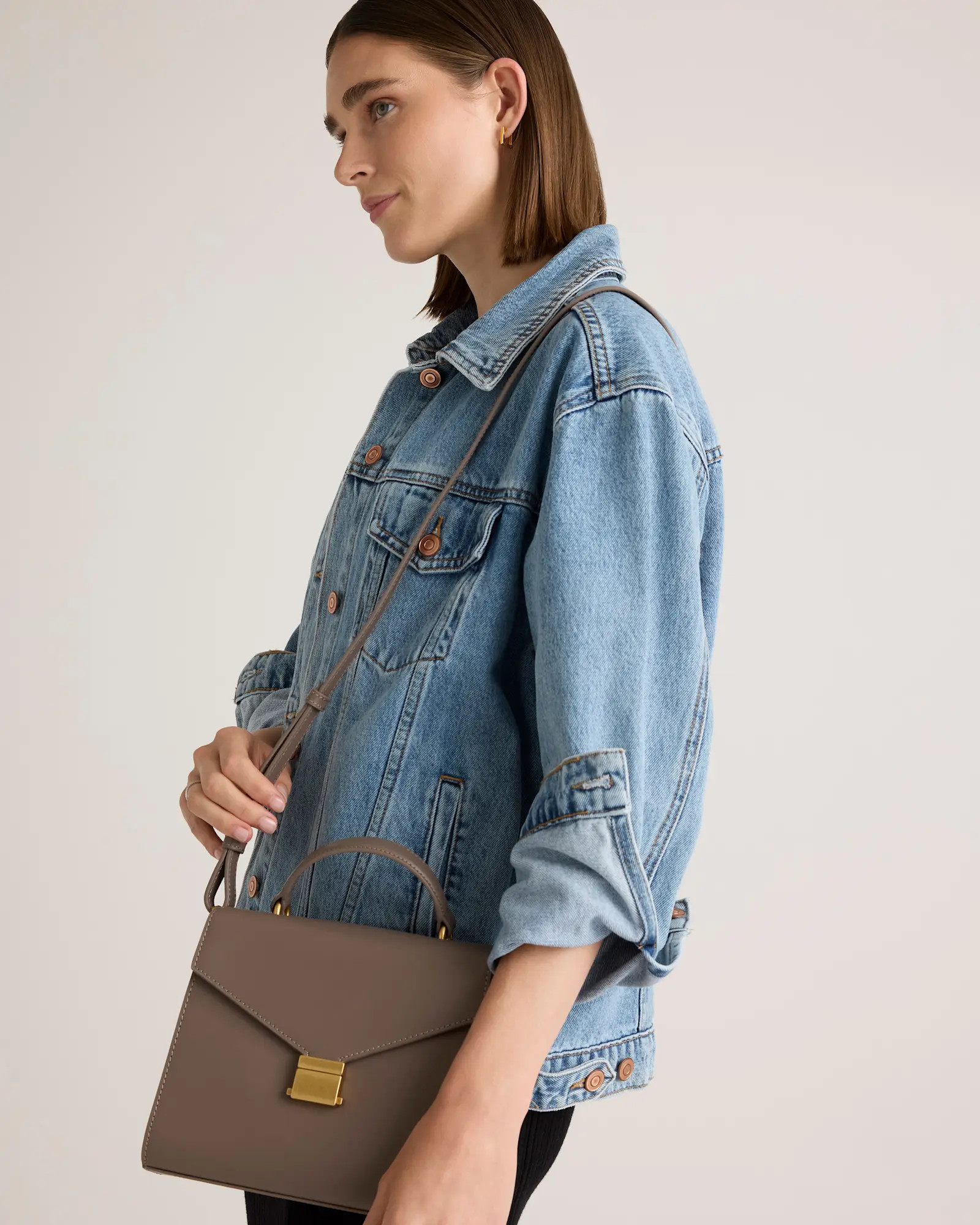 Italian Leather Top Handle Crossbody Satchel | Quince