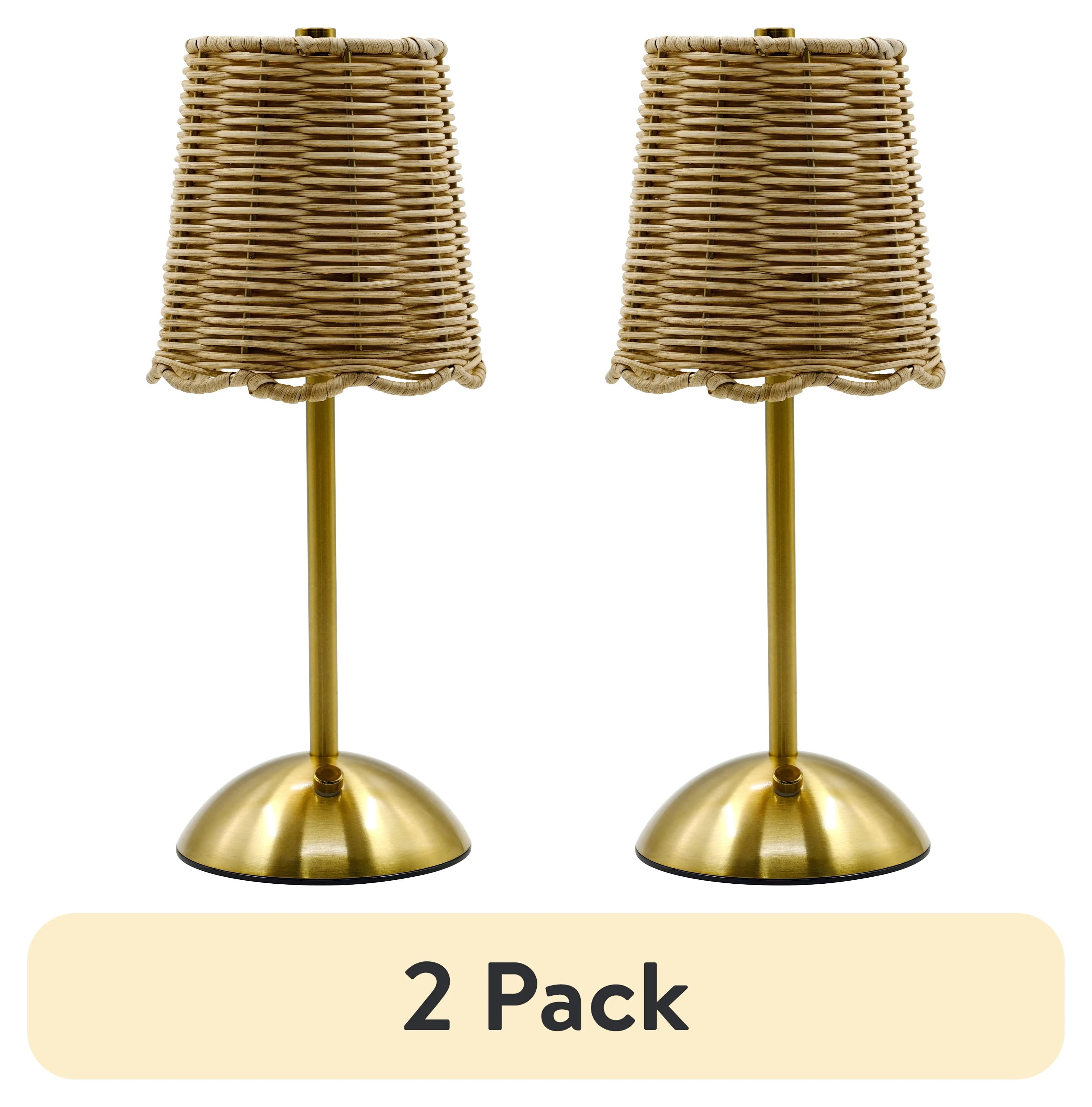 (2 pack) Home Decor Collection Sterling & Noble Home Cordless Indoor Rattan and Gold Colored Tabl... | Walmart (US)