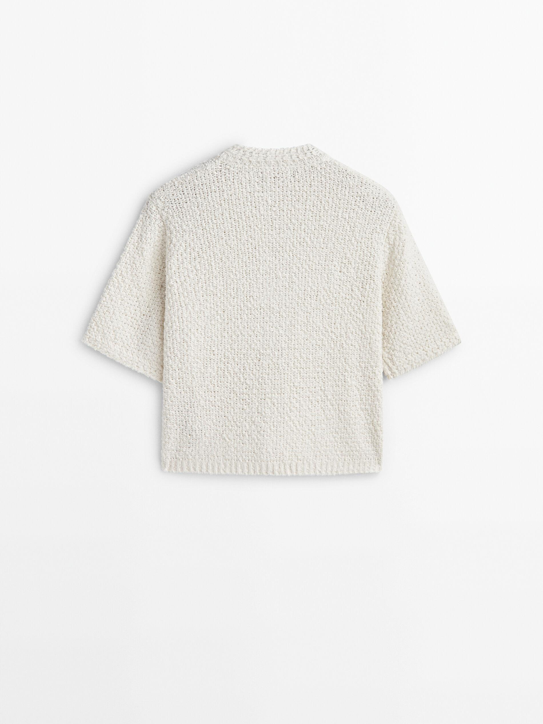 Textured knit cardigan with pockets | Massimo Dutti US