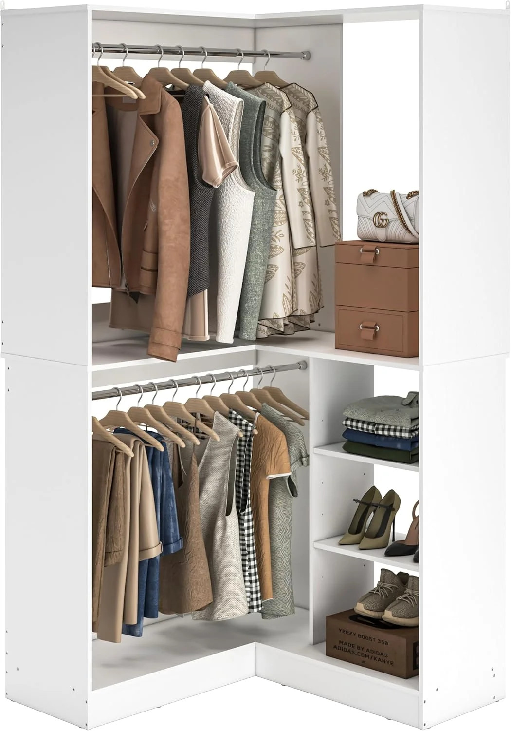 Homieasy Corner Closet System, 36 Inch Large Freestanding Closet Organizer System with 2 Hanging ... | Walmart (US)