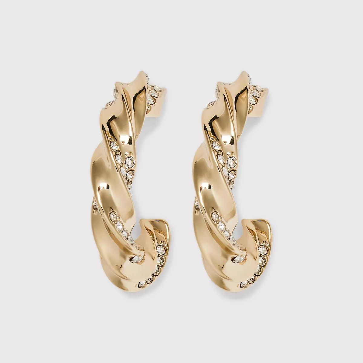 Twisted Crystal Hoop Earrings - A New Day™ Gold | Target