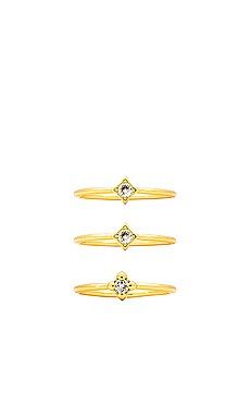 Luv AJ Bezel Charm Ring Set in Gold from Revolve.com | Revolve Clothing (Global)