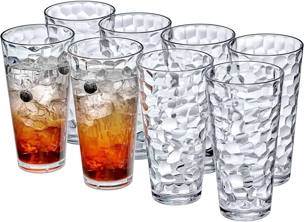 Amazing Abby - Iceberg - 24-Ounce Plastic Tumblers (Set of 8), Plastic Drinking Glasses, All-Clea... | Amazon (US)