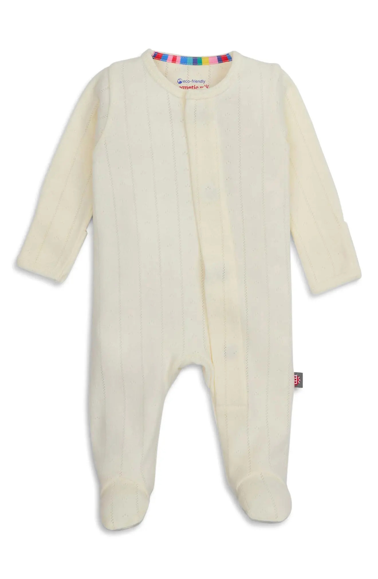 Love Lines Pointelle Magnetic Organic Cotton Footie | Nordstrom | Nordstrom