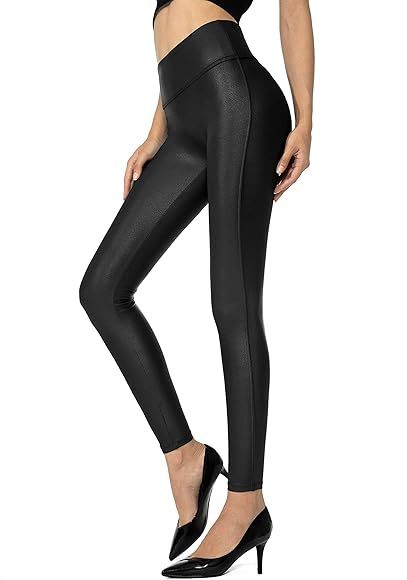 SANTINY Women's Faux Leather Leggings Pants Stretch High Waisted Tights for Women | Amazon (US)