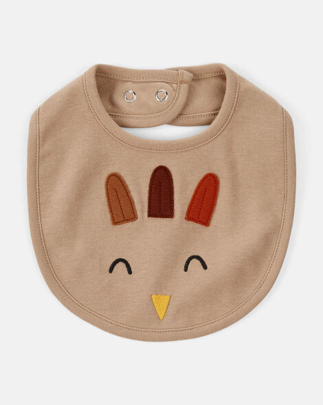 Baby Thanksgiving Turkey Cotton Bib - Brown | Carter's Inc