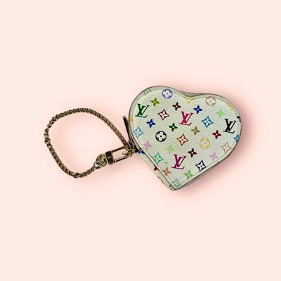 Louis Vuitton White Monogram Multicolor Heart Coin Case | eBay US