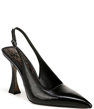 Sam Edelman Odette Smooth Leather Slingback Flared Heel Pointed Toe Pumps - 7 | Dillard's