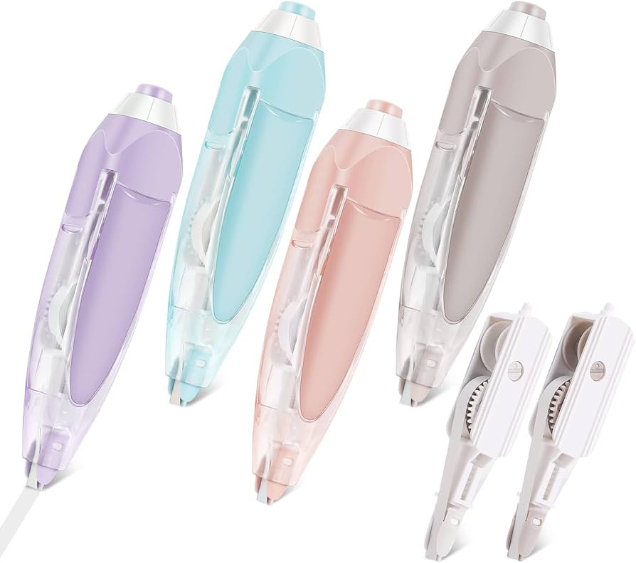 BESARME 6 in 1 Refillable White Out Correction Tape Set, 4 Retractable White Out Tape Pens with 2... | Amazon (US)