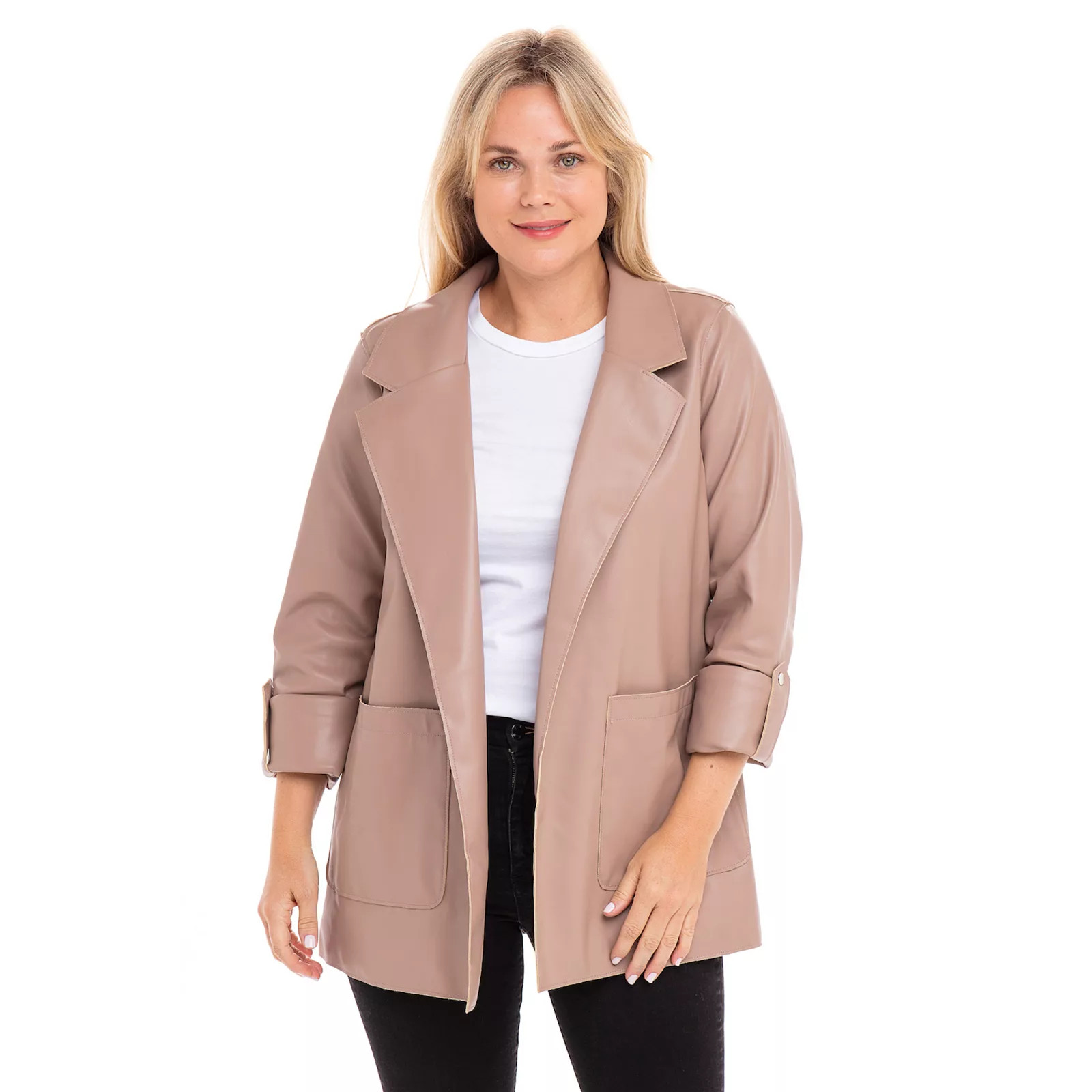Women's Sebby Collection Faux-leather Blazer, Size: Medium, Pink | Kohl's