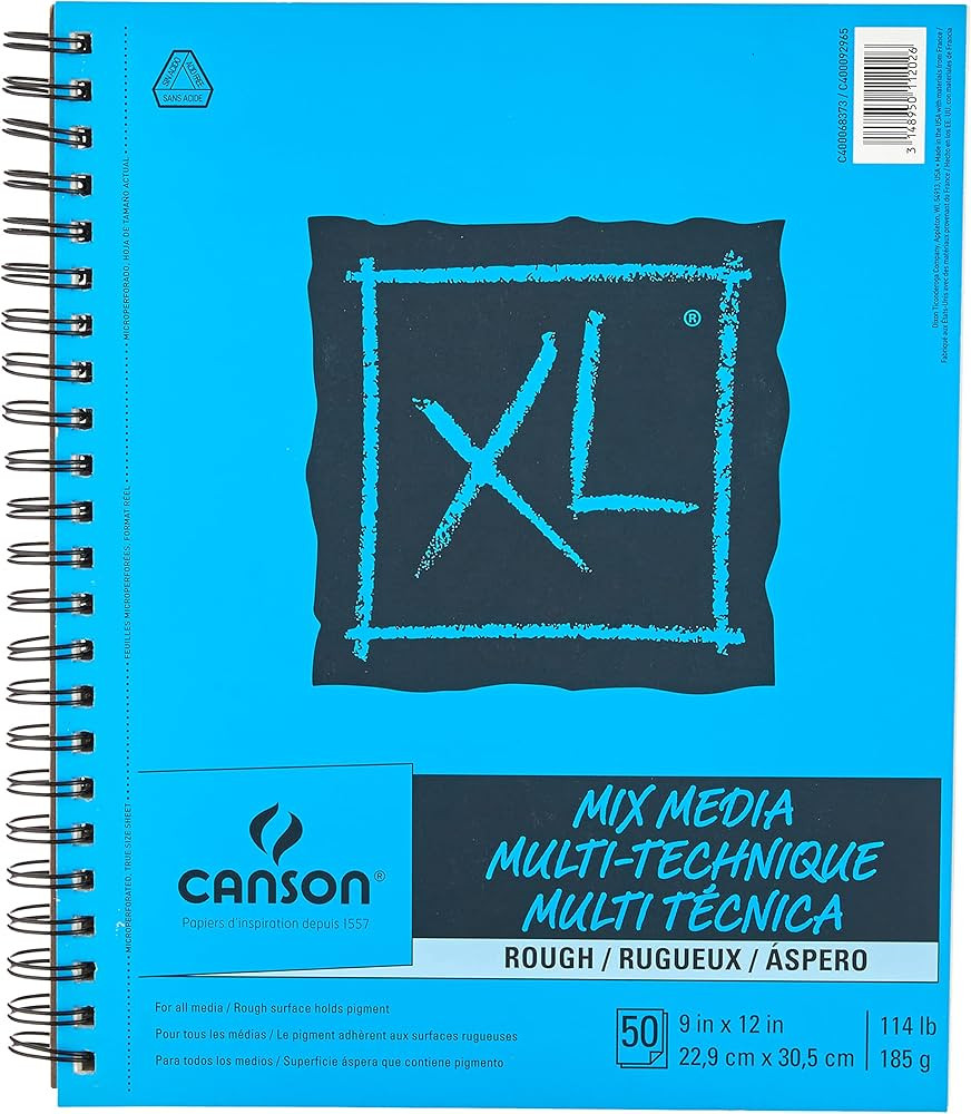 Canson XL Series Mixed Media Pad, Rough Texture, Side Wire, 9x12 inches, 50 Sheets – Heavyweigh... | Amazon (US)
